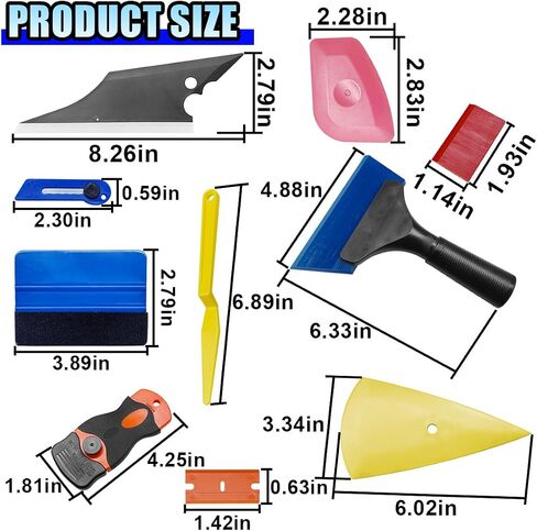 14PCS Car Vinyl Wrap Window Tint Tool Kit - Glass Protective Film Scraper Car Window Film Installation Application Tool Set Include Felt Squeegee, Tint Squeegee, Razor Scraper with Blades in Saudi Arabia