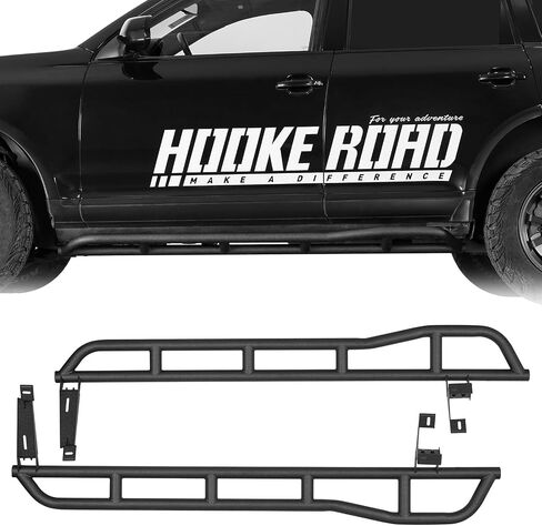 Hooke Road Cayenne Runing Board Nerf Bars for 2003-2010 Porsche Cayenne 955/957, Slider Rocker Guards with Kick-Out for Rock Crawling in Saudi Arabia