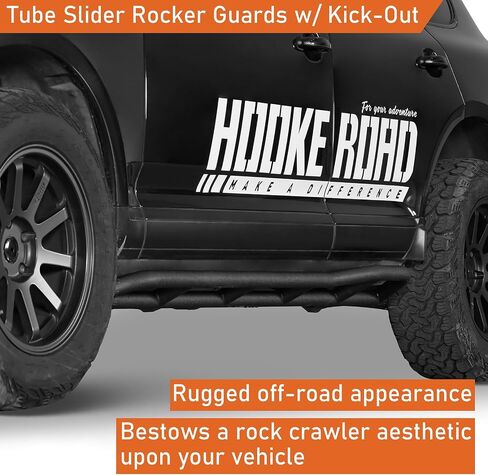 Hooke Road Cayenne Runing Board Nerf Bars for 2003-2010 Porsche Cayenne 955/957, Slider Rocker Guards with Kick-Out for Rock Crawling in Saudi Arabia