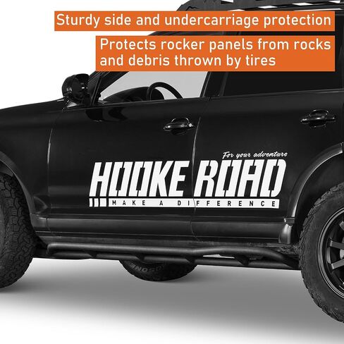 Hooke Road Cayenne Runing Board Nerf Bars for 2003-2010 Porsche Cayenne 955/957, Slider Rocker Guards with Kick-Out for Rock Crawling in Saudi Arabia