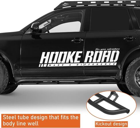 Hooke Road Cayenne Runing Board Nerf Bars for 2003-2010 Porsche Cayenne 955/957, Slider Rocker Guards with Kick-Out for Rock Crawling in Saudi Arabia