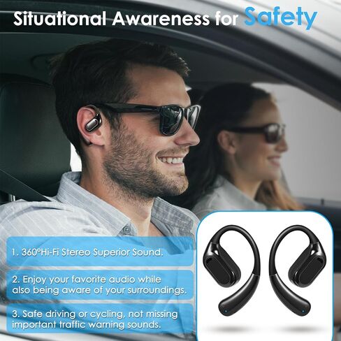 Open-Ear Earbuds VG336 Pocket Size Conduction Headphones Snug Fit & Powerful Bass Wireless Earbuds, Bluetooth 5.3 Touch Control Open-Ear Headphones-White in Saudi Arabia