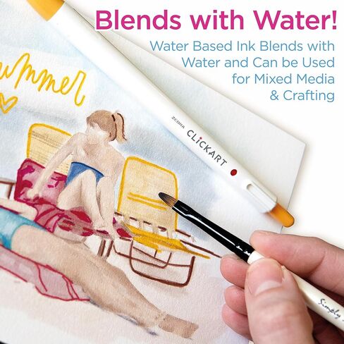 قلم تحديد Zebra Pen ClickArt قابل للسحب، نقطة دقيقة، 0.6 مم، ألوان متنوعة في أعماق البحار، 6 عبوات؛ 69026 in Kuwait