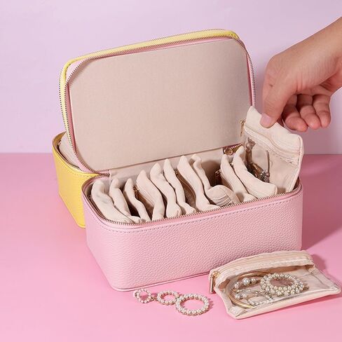 Portable Jewelry Organizer Box for Women - 12 Compartments Travel Jewelry Case, Jewelry Storage Organizer for Earrings Rings Necklaces, Small Jewelry Travel Organizer (Green) in Saudi Arabia