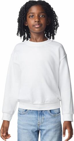 Gildan Unisex Child Fleece Crewneck Sweatshirt, Style G18000B, White in Saudi Arabia