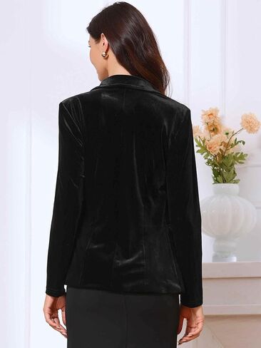 Allegra K Velvet Blazer for Women's Notched Lapel Long Sleeve One Button Dressy Office Blazers in Saudi Arabia
