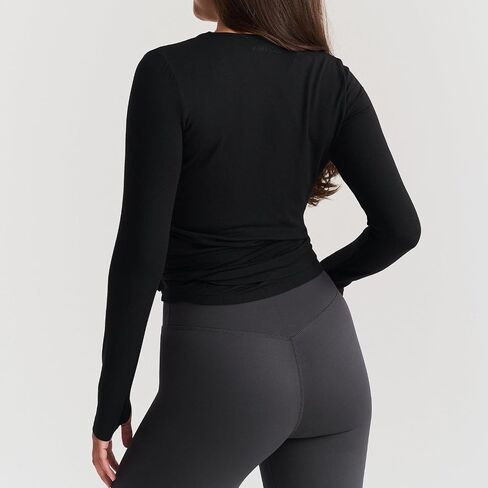 Women Ballet Crop Wrap Top Y2k Long Sleeve Cross Tie Top Pilates Yoga Wrap Shirts Cute Workout Ballerina Cover Up Blouse in Saudi Arabia