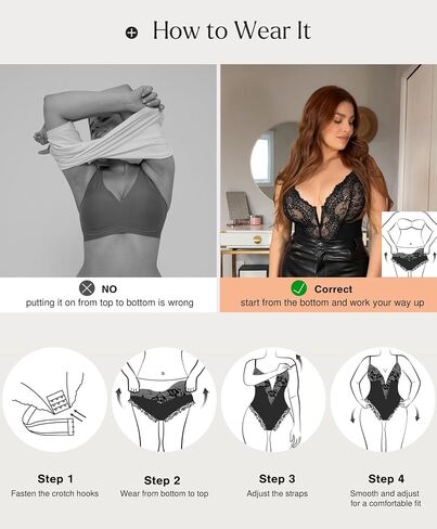 Popilush Shapewear Bodysuits for Women Lace Corset Tops Tummy Control V Neck Sleeveless Body Suit Thongs in Saudi Arabia