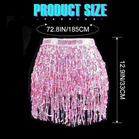 Zoestar Sparkly Sequin Fringe Skirt Shorts Shorts Belly Dance Chanstives Festival Festival for Women in Kuwait