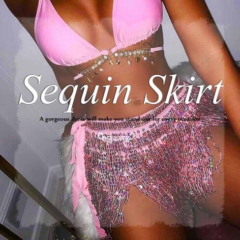 Zoestar Sparkly Sequin Fringe Skirt Shorts Shorts Belly Dance Chanstives Festival Festival for Women in Kuwait
