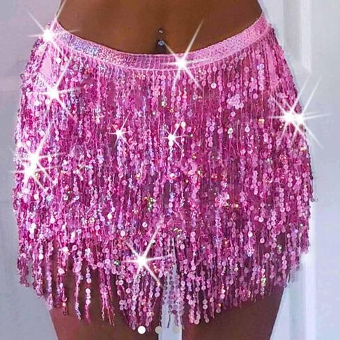Zoestar Sparkly Sequin Fringe Skirt Shorts Shorts Belly Dance Chanstives Festival Festival for Women in Kuwait