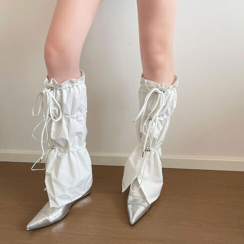 Women's Punk Leg Warmers With Drawstring Baggy Flared Footless Cargo Socks For Streetwear & Japanese Street Styles Leg Covers in Saudi Arabia