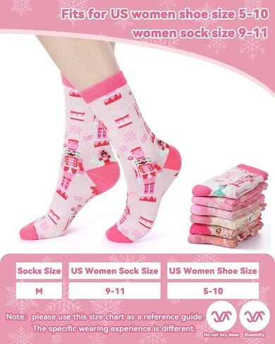 6 Pairs Pink Halloween Socks for Women Girls Novelty Pumpkin Ghost Pattern Cotton Crew Sock Gifts for Halloween Xmas in Saudi Arabia