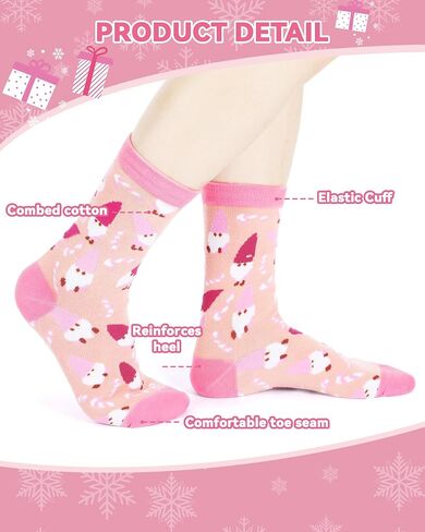 6 Pairs Pink Halloween Socks for Women Girls Novelty Pumpkin Ghost Pattern Cotton Crew Sock Gifts for Halloween Xmas in Saudi Arabia