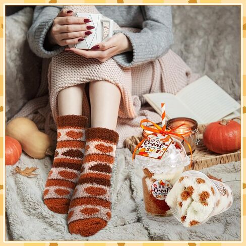 Capoda 24 Pack Fall Fuzzy Socks for Women عيد الشكر كأس الهدايا مجموعة 24 زوجًا دافئ in Kuwait