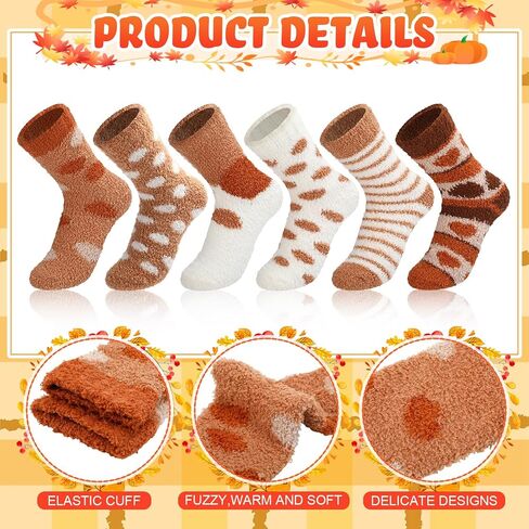 Capoda 24 Pack Fall Fuzzy Socks for Women عيد الشكر كأس الهدايا مجموعة 24 زوجًا دافئ in Kuwait