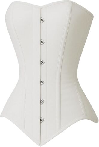 White Overbust Corset Waist Trainer for Women – Heavy Duty Double Steel Boned Shaper in Saudi Arabia