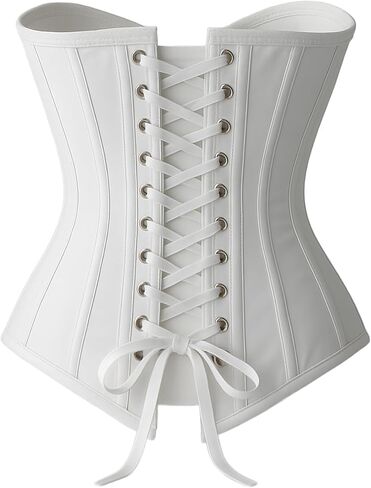 White Overbust Corset Waist Trainer for Women – Heavy Duty Double Steel Boned Shaper in Saudi Arabia