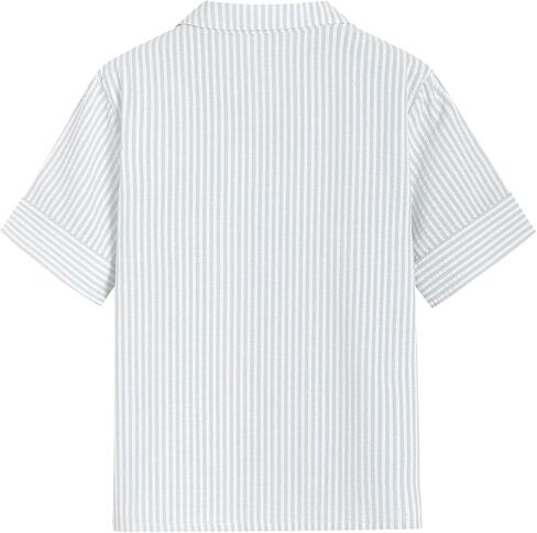 Latuza Women's Cotton Seersucker Pajama Tops Soft Button Down Sleep Shirt in Kuwait