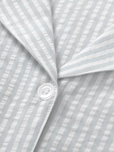 Latuza Women's Cotton Seersucker Pajama Tops Soft Button Down Sleep Shirt in Kuwait