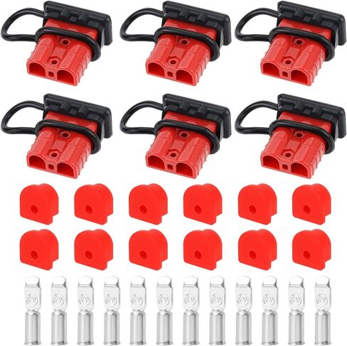 6pcs 50a بطارية توصيل/موصل قطع الاتصال ، 6-12 كابلات Gauge Anderson Flud for Winch ، Auto ، RV ، Truck Wiring (Red) in Kuwait