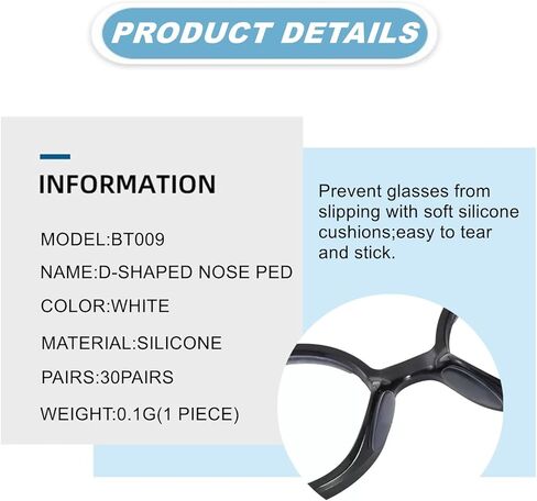 Adhesive Nose Pads for Glasses Anti Slip,30Pack Clear Stick On Silicone Nose Pads for Eyeglasses Sunglasses,0.75inch NoseGrips for Glasses Anti Slip,Translucent. in Kuwait