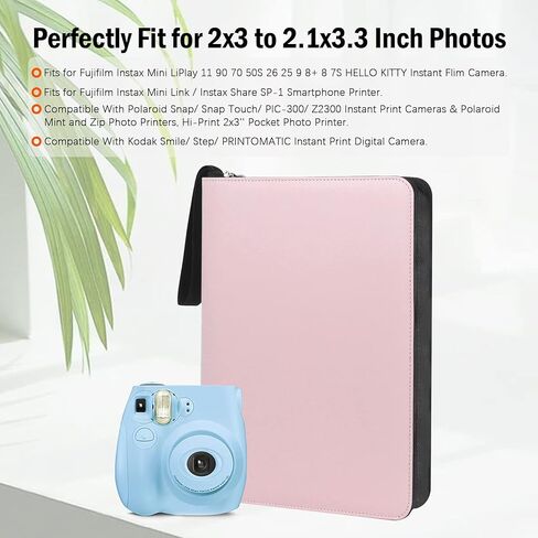 256 POCKETS PHOTIONAL ألبوم لـ FUJIFILM Instax Mini Camera ، كتاب غلاف جلدي لالتقاط صور Polaroid Pictures ، 2x3 ألبوم صور لـ Fujifilm Instax Mini 12 11 9 40 90 8 7 Evo Liplay Instant Camera (Blue) in Kuwait