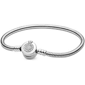 925 Sterling Silver New Classic Crown Buckle Bucket Buckle Snake Bone Chain Bracelet Suitable Fit Design Charm Bead DIY Exquisite Surprise Gift in Saudi Arabia