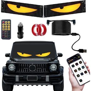 2PCS Synchronized Devil Led Eyes Light for Car Windshield, 15"x4" Programmable ojos led para carro Sign, Full Color Electra Eyes for Truck, DIY Led Matrix Panel, Smart App & Remote Contro in Saudi Arabia