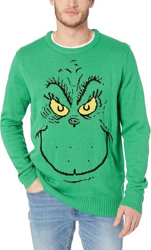 Dr. Seuss Men's Grinch Face Ugly Christmas Sweater in Saudi Arabia