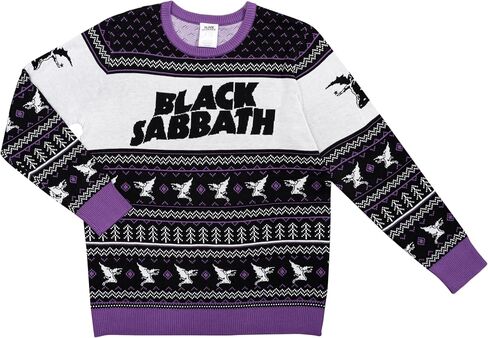 Black Sabbath Classic Music Rock Band Festive Knitted Officially Licensed Ugly Christmas Sweater by Life Clothing in Saudi Arabia