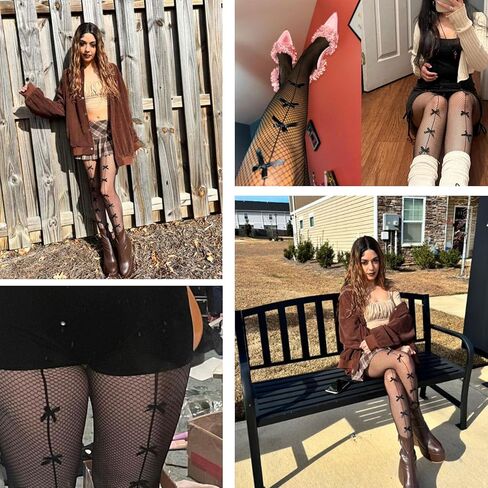 Women Bow Decor Fishnet Tights Fishnet Thigh High Stockings, Thigh High Stocking Bow Pantyhose in Saudi Arabia