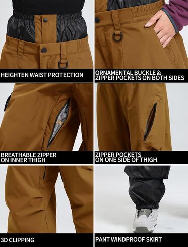GSOU SNOW Mens Snow Pants Womens Baggy Snowboarding Ski Pant Loose Waterproof Windproof Insulated Outdoor Sport in Saudi Arabia