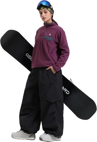 GSOU SNOW Mens Snow Pants Womens Baggy Snowboarding Ski Pant Loose Waterproof Windproof Insulated Outdoor Sport in Kuwait