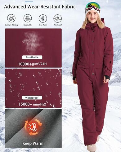 Womens One Piece Ski Suit Colorful Snowboard Snowsuits Jumpsuits Waterproof Hooded Warm Jackets Winter Outdoor in Saudi Arabia
