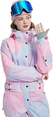 Womens One Piece Ski Suit Colorful Snowboard Snowsuits Jumpsuits Waterproof Hooded Warm Jackets Winter Outdoor in Saudi Arabia