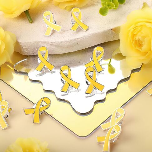 12 Pairs Childhood Cancer Awareness Socks Bulk Casual Sport Socks with Yellow Ribbon Lapel Pins Accessories for Survivor Fighter Support Gifts Charity Fundraiser Public Event in Saudi Arabia
