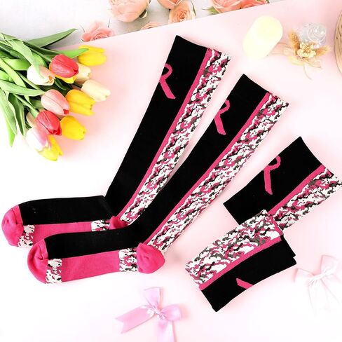 YLOLUL Breast Cancer Awareness Socks Football Knee High Calf Socks Soccer Athletic Accessories for Men Women Volunteer in Kuwait