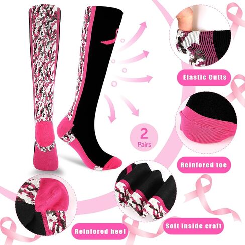 YLOLUL Breast Cancer Awareness Socks Football Knee High Calf Socks Soccer Athletic Accessories for Men Women Volunteer in Kuwait