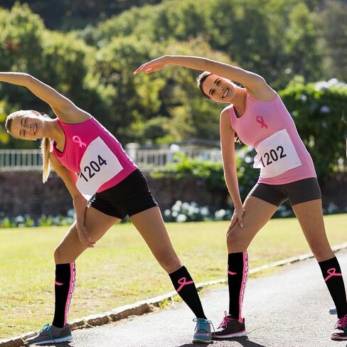 YLOLUL Breast Cancer Awareness Socks Football Knee High Calf Socks Soccer Athletic Accessories for Men Women Volunteer in Kuwait