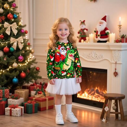 Kids Christmas Ugly Sweatshirt Boys Girls Funny 3D Graphic Xmas Pullover Long Sleeve Jumper Shirts Size 3-14T in Kuwait