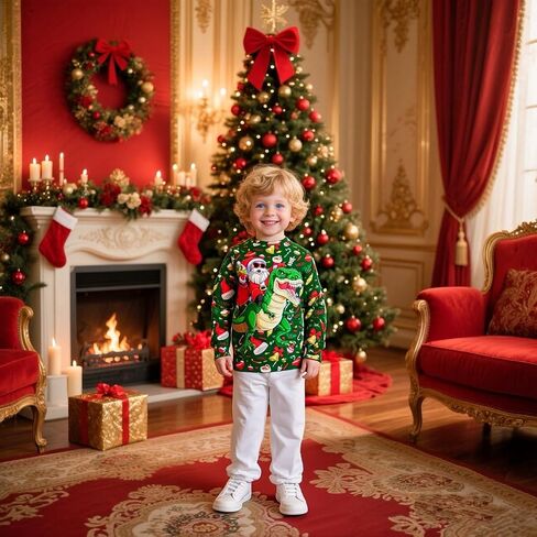 Kids Christmas Ugly Sweatshirt Boys Girls Funny 3D Graphic Xmas Pullover Long Sleeve Jumper Shirts Size 3-14T in Kuwait