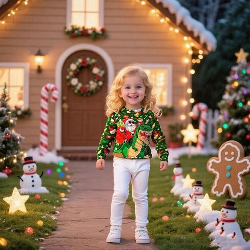 Kids Christmas Ugly Sweatshirt Boys Girls Funny 3D Graphic Xmas Pullover Long Sleeve Jumper Shirts Size 3-14T in Kuwait