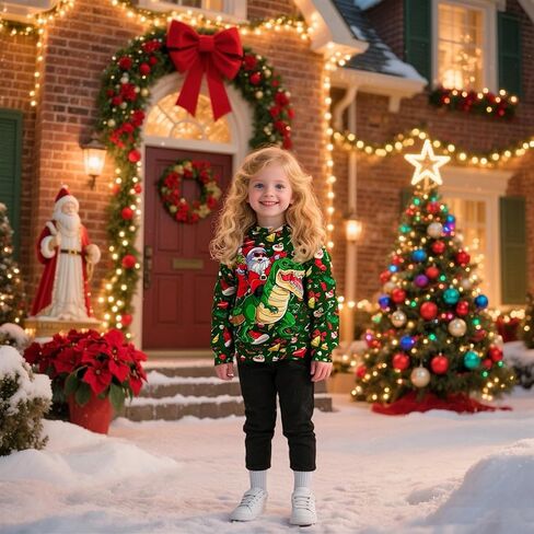 Kids Christmas Ugly Sweatshirt Boys Girls Funny 3D Graphic Xmas Pullover Long Sleeve Jumper Shirts Size 3-14T in Kuwait