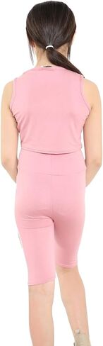 Girls Crop Top & Shorts Set Childrens 5-13 Years Summer Vest Top Cycle Shorts in Kuwait