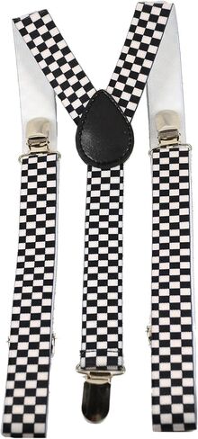 Youth Black and White Checkered Suspenders in Saudi Arabia