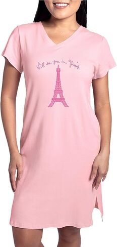 Cafepress سأراك في باريس نيوم للسيدات ، قميص بيجاما الطويل الناعم ، القطن PJS/بيجاماس in Saudi Arabia