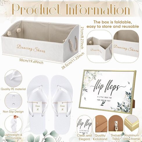 Geyoga 24 Pairs Wedding Flip Flops Bulk for Guest Slippers with Wedding Sign, Bags and Storage Box for Pool Beach Party in Saudi Arabia