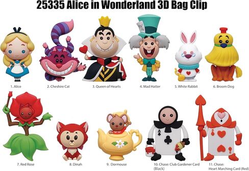 Disney Alice in Wonderland 3D Foam Bag Clip ، Series 2 | مجموعة من 24 in Saudi Arabia