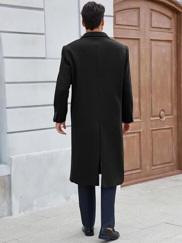 Runcati Mens Wool Blend معطف الخندق غير الرسمي معطف طرب من طلبية طية طويلة in Saudi Arabia